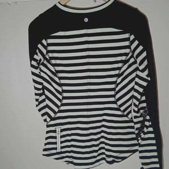 Lululemon Run reflective long sleeve top mint black stripes size 6 women - Picture 5 of 8